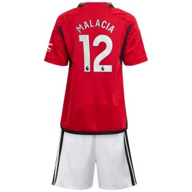 Camisola Manchester United Malacia 12 Criança Equipamento Principal 2023-24 Manga Curta